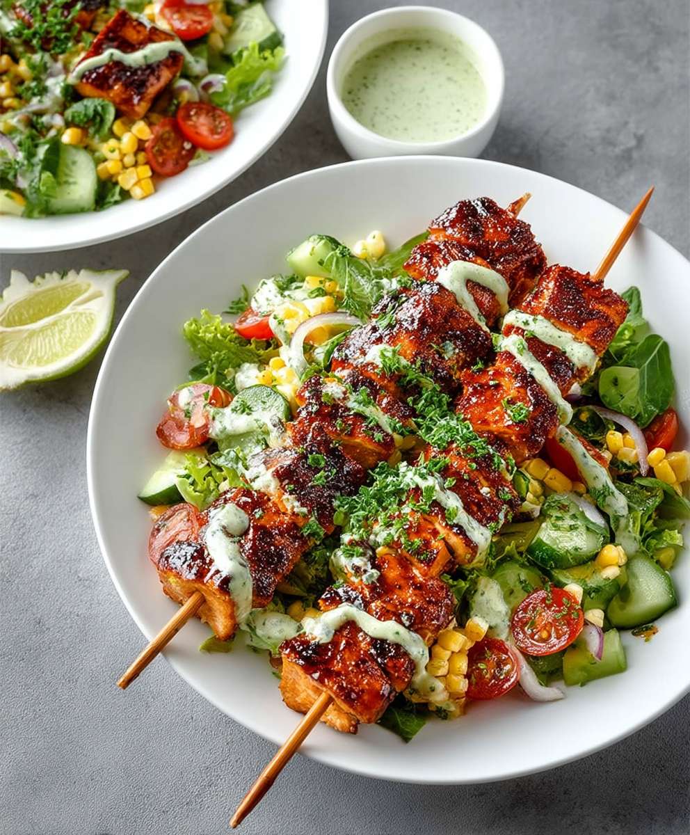 BBQ Chicken Skewer Salad