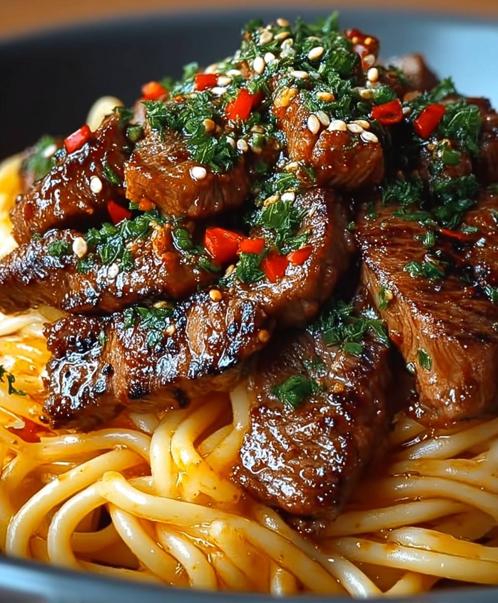 Garlic Steak Pasta
