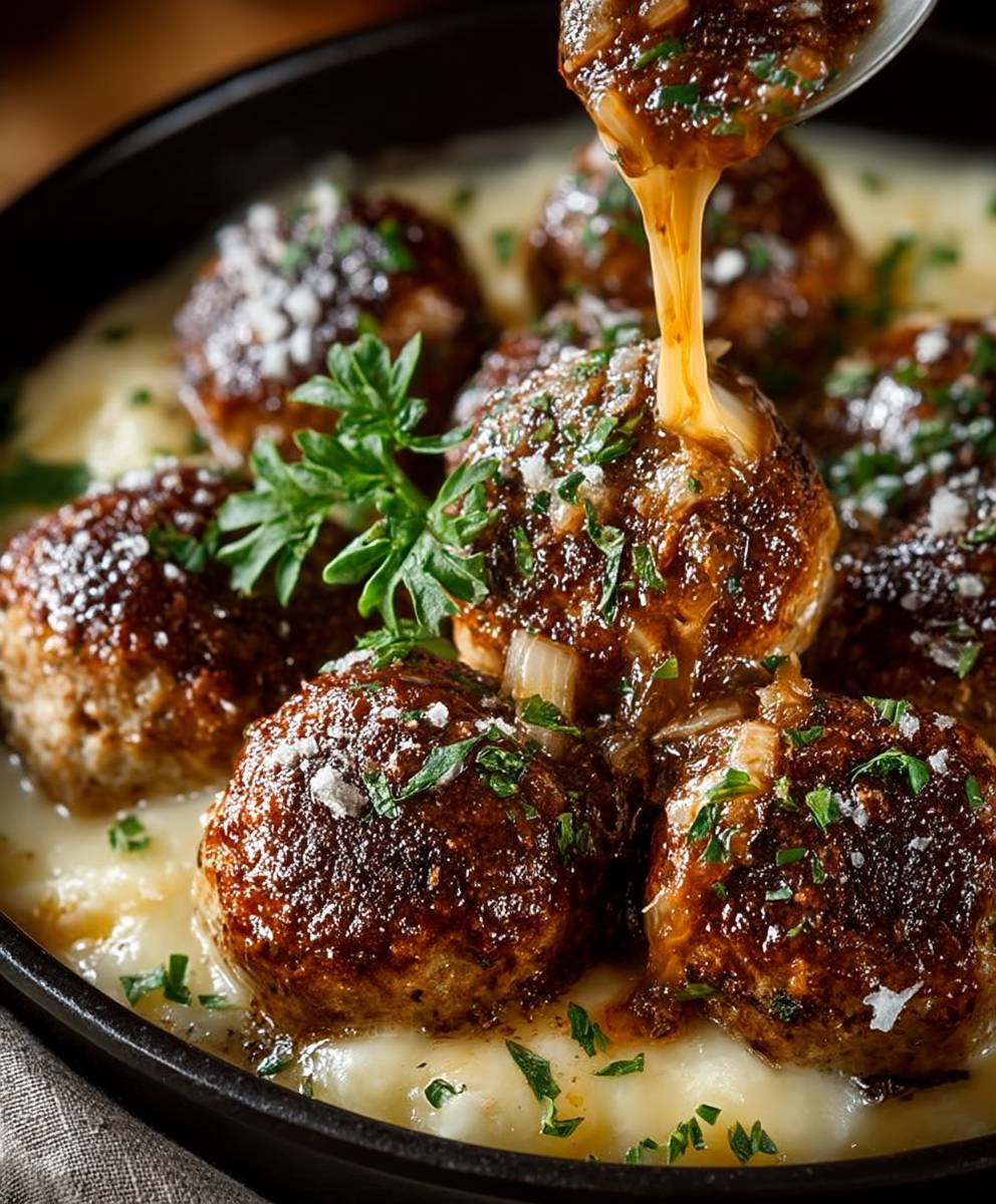 French Onion Meatballs
