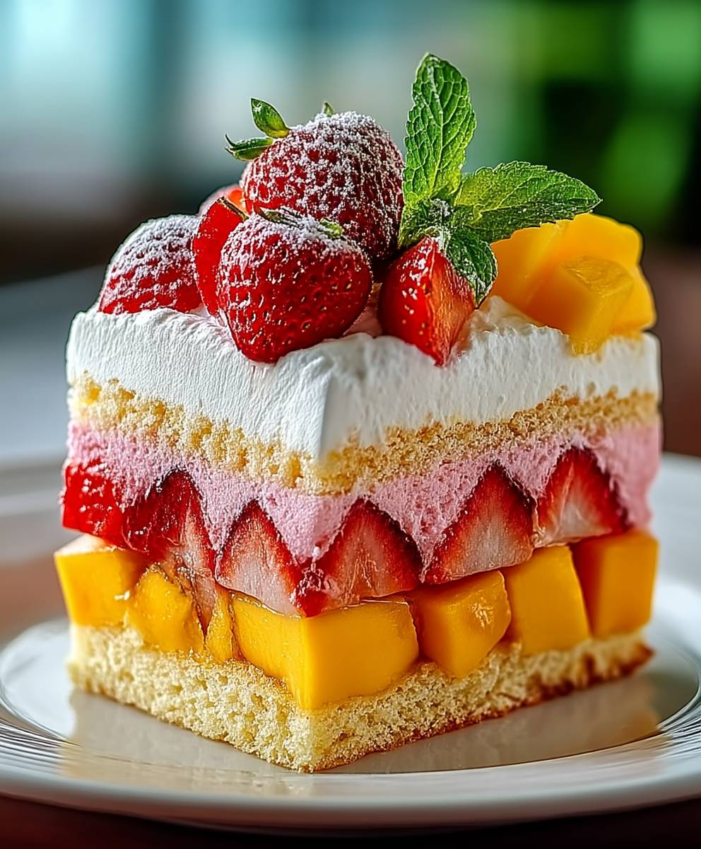 Strawberry Mango Split Cake