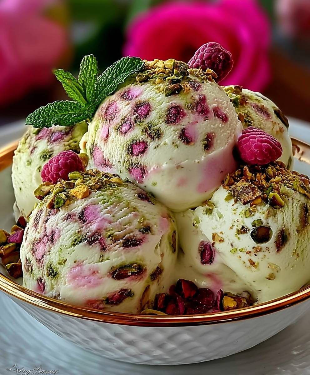 Rose Pistachio Cheesecake Ice Cream