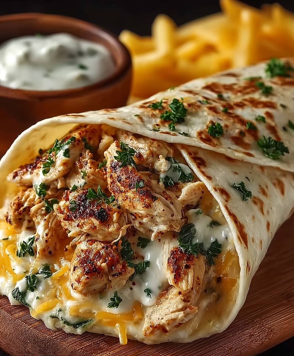 Cheesy Garlic Chicken Wrap