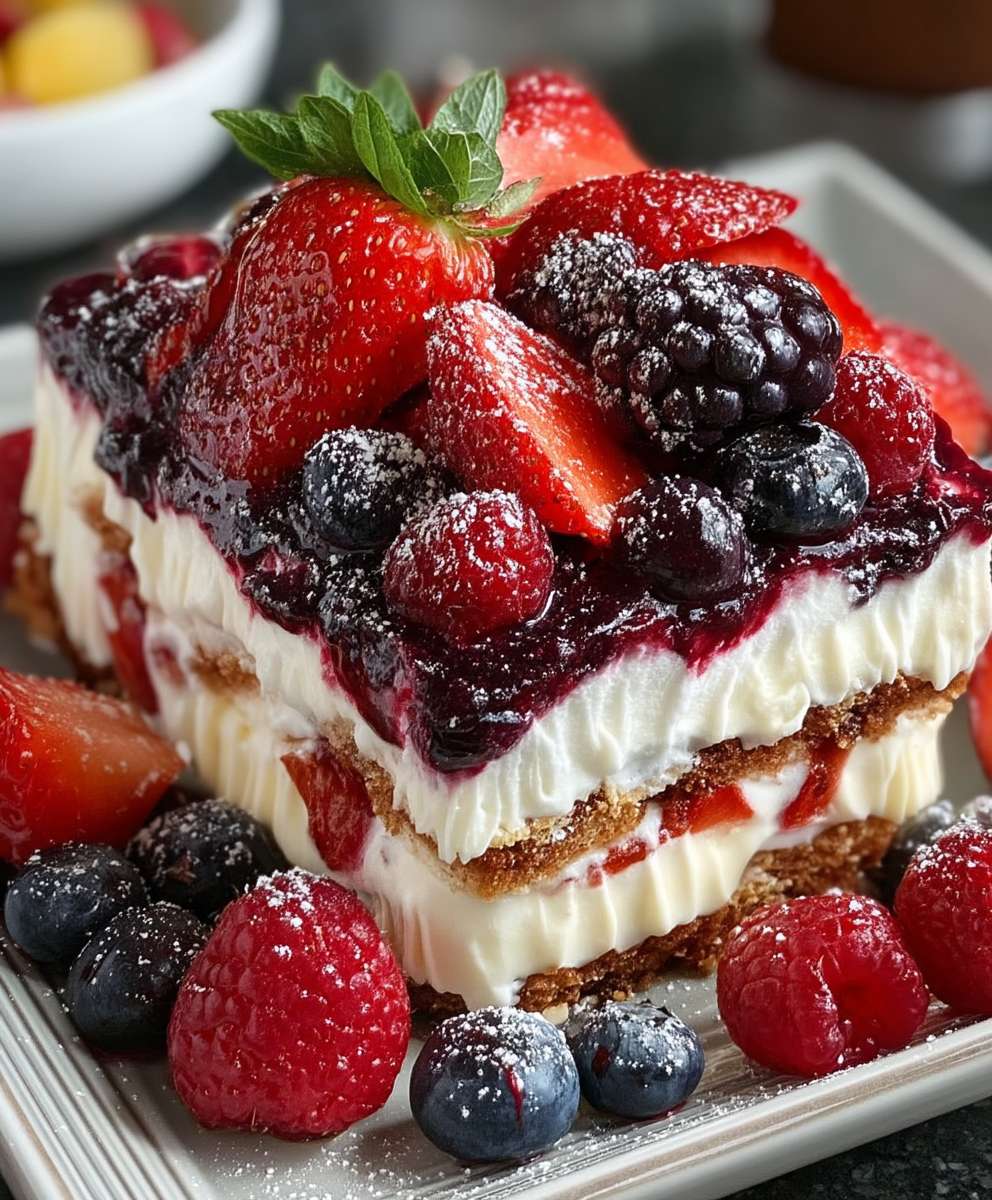 Summer berry lasagna