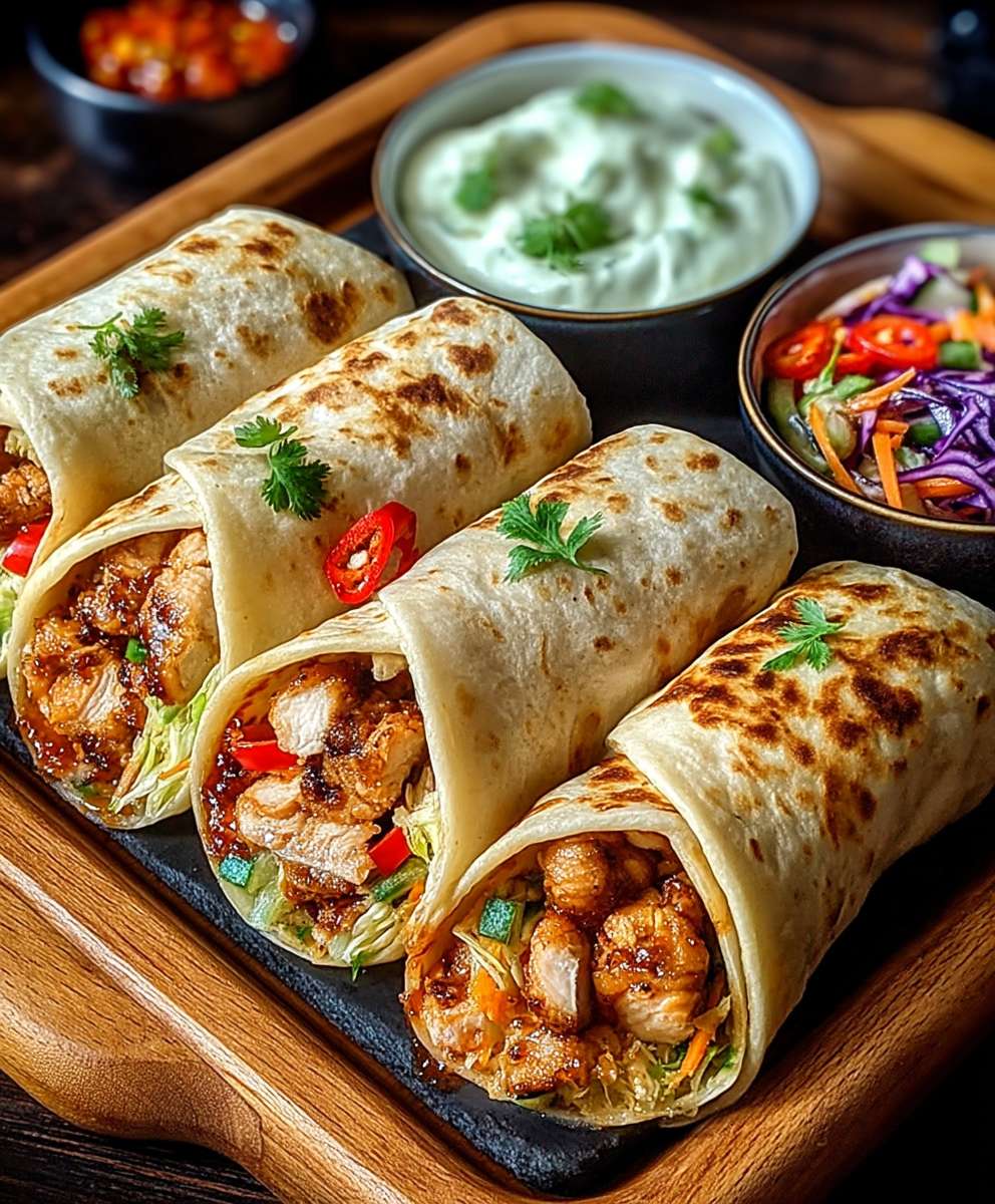 Firecracker chicken wraps