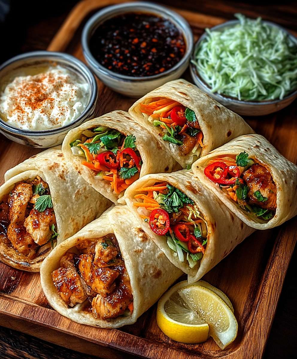Firecracker chicken wraps
