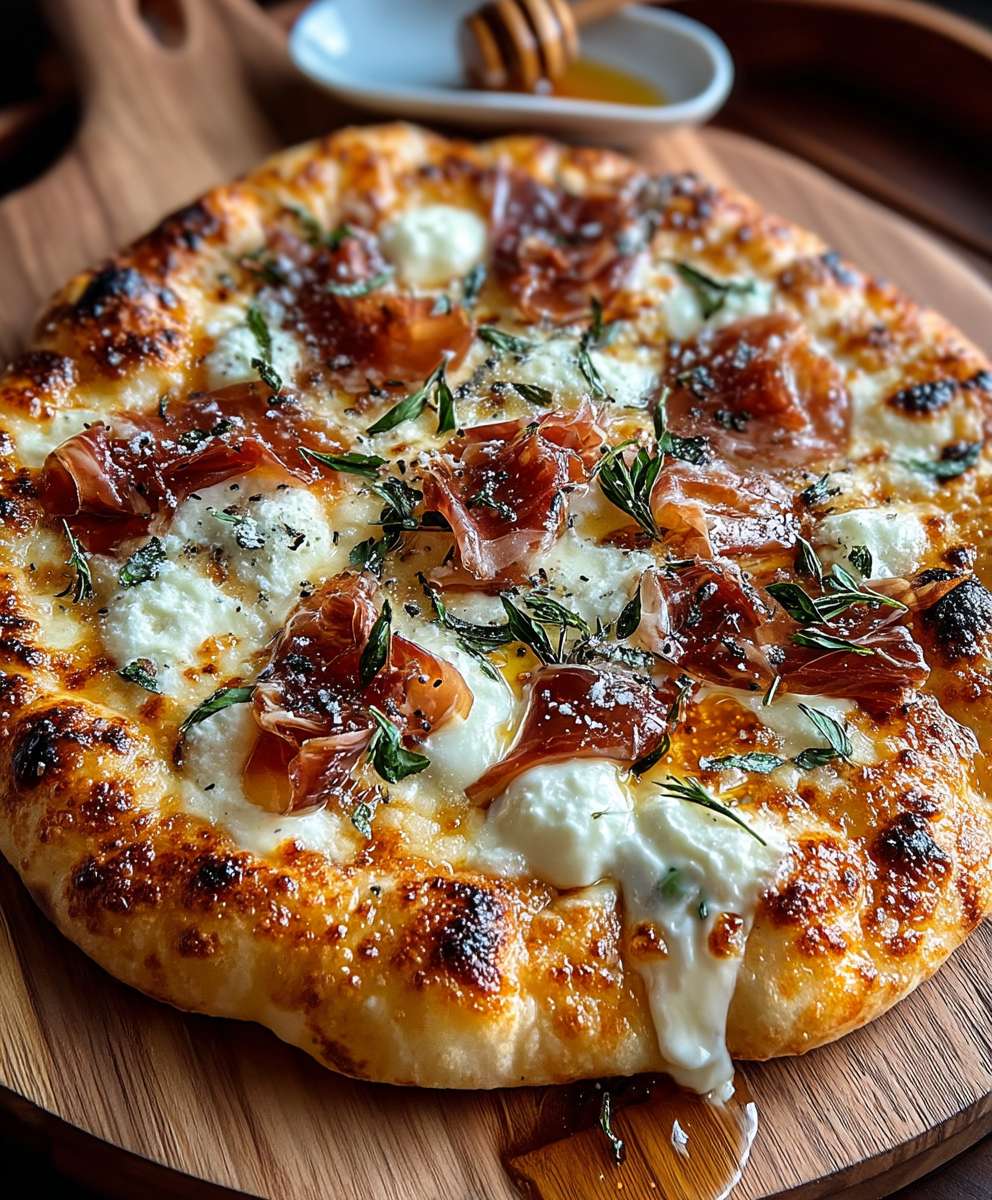White Pizza Prosciutto Hot Honey