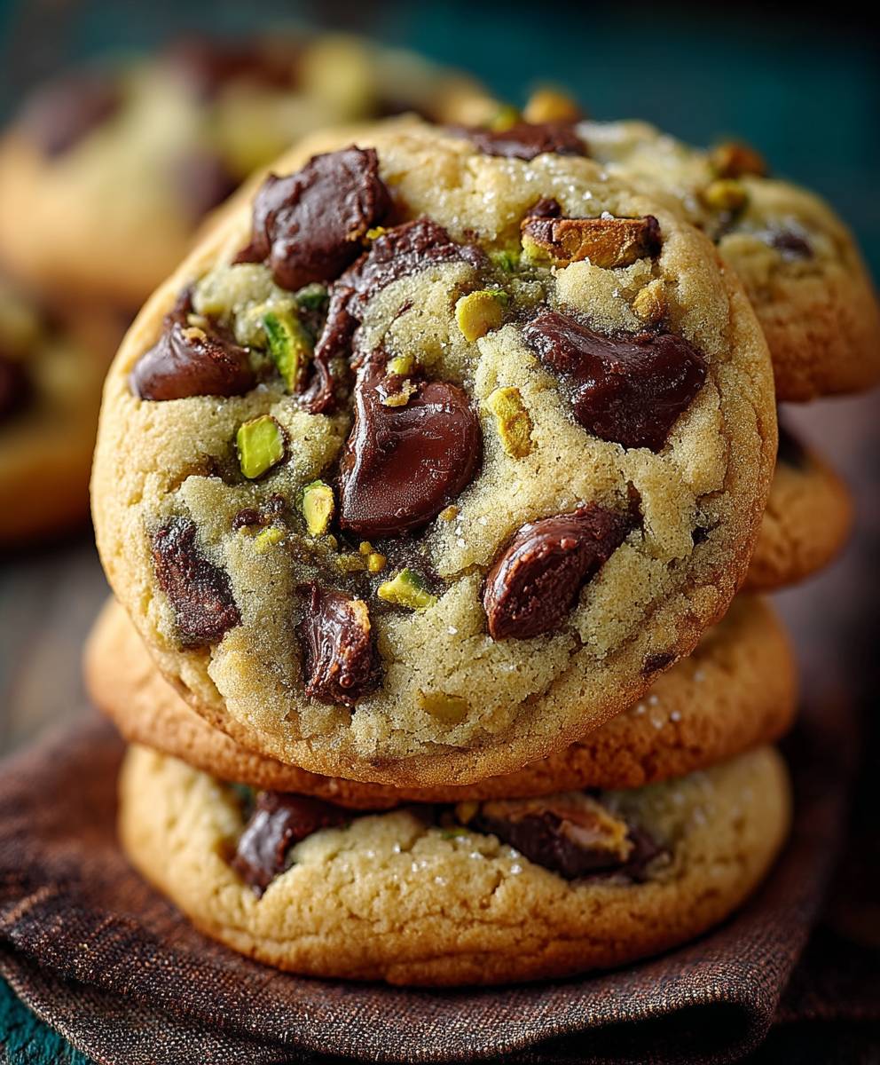 Pistachio Cream Chocolate Chip Cookies