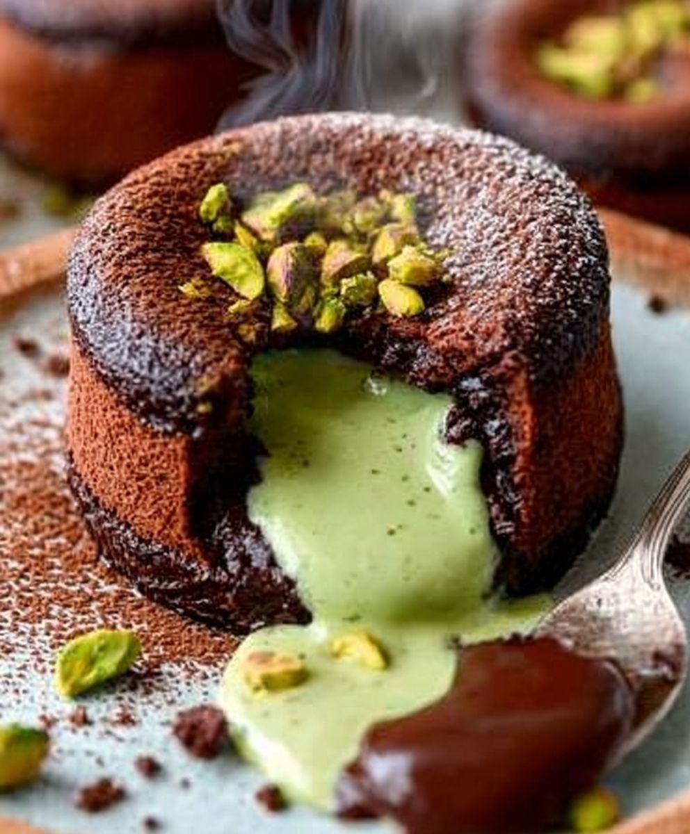 Pistachio Chocolate Lava Cakes