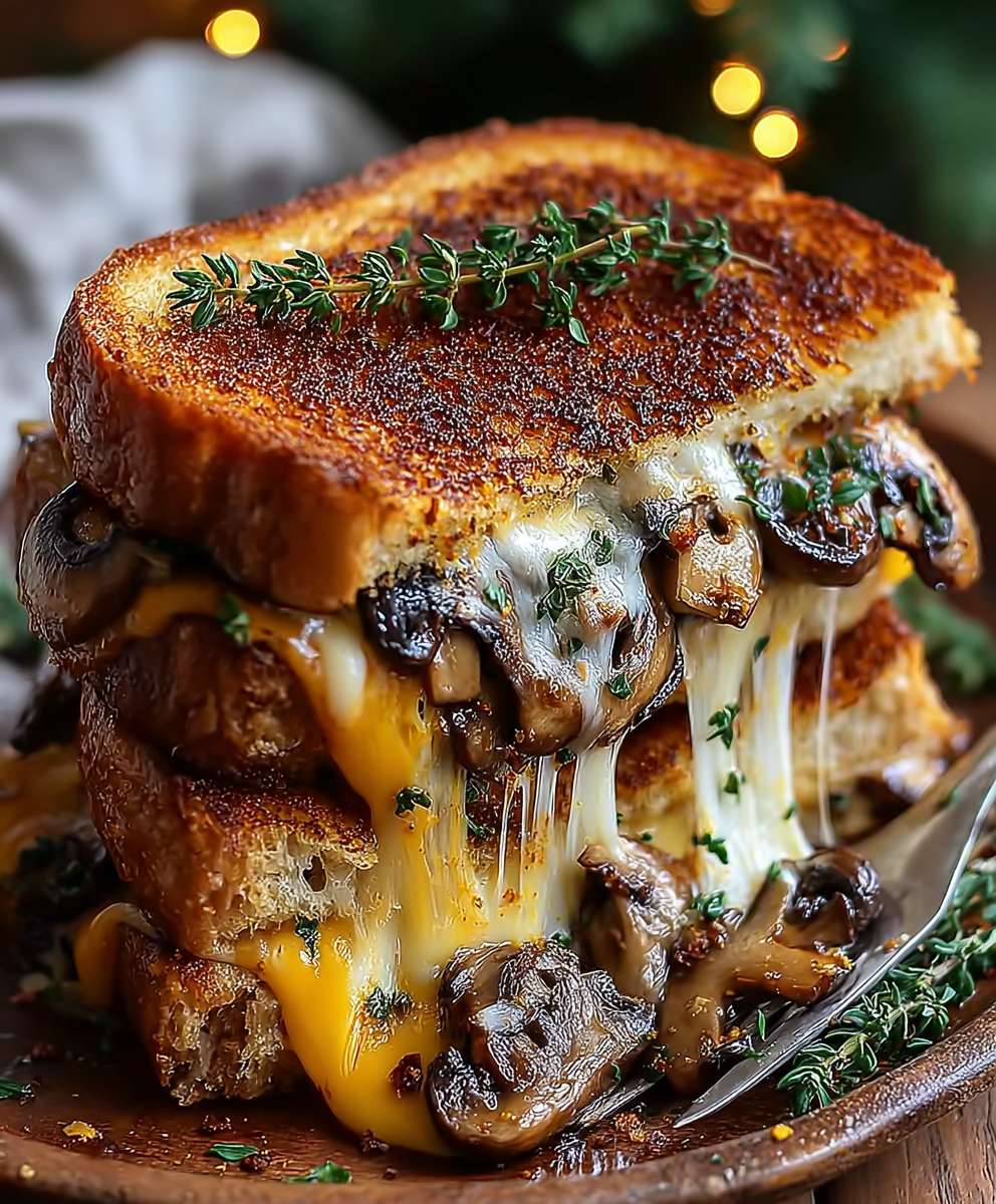 Garlic mushroom grilled cheese