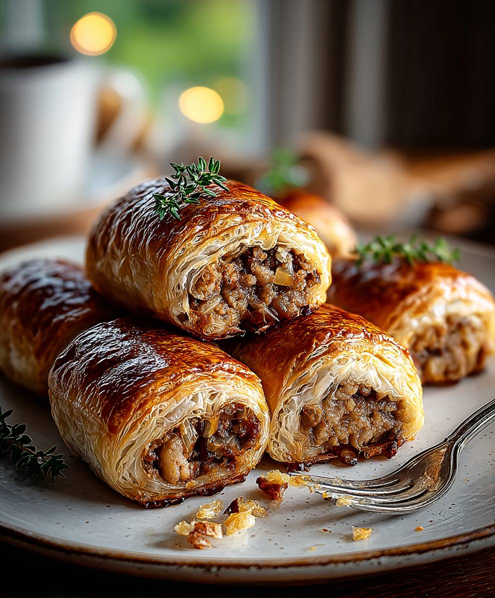 French onion sausage rolls