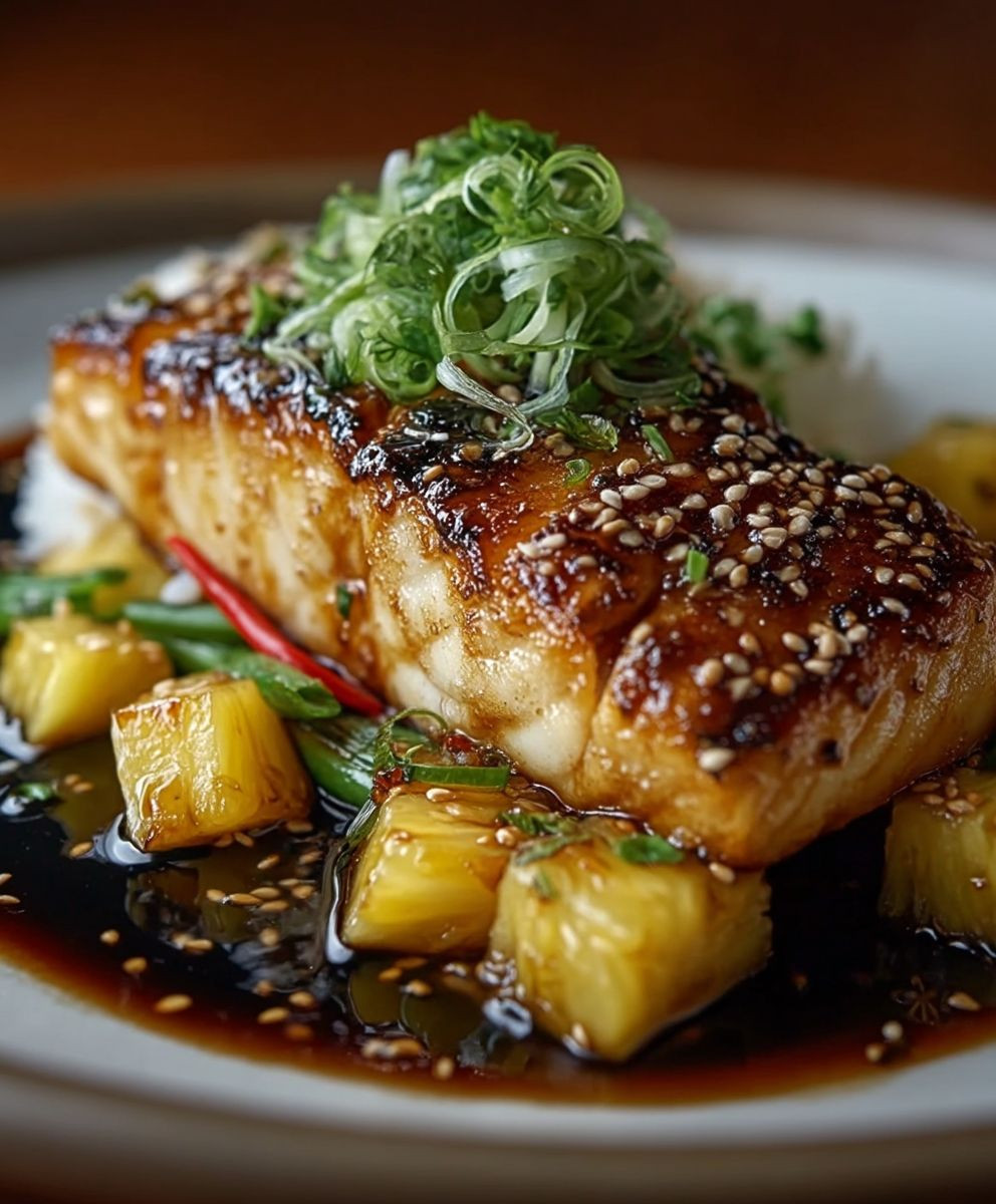 Pineapple Teriyaki Glazed Mahi Mahi