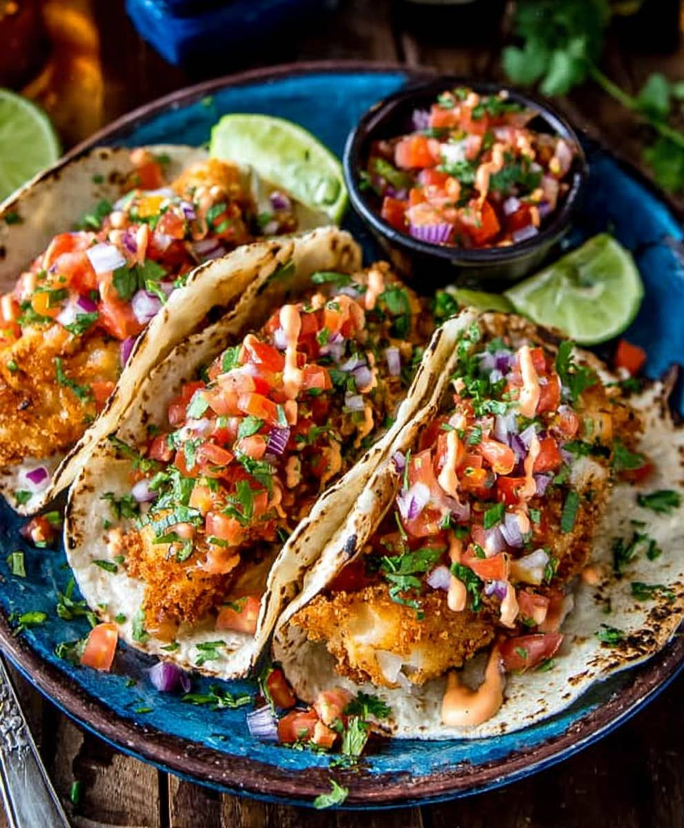 Crispy Fish Tacos Pico Gallo