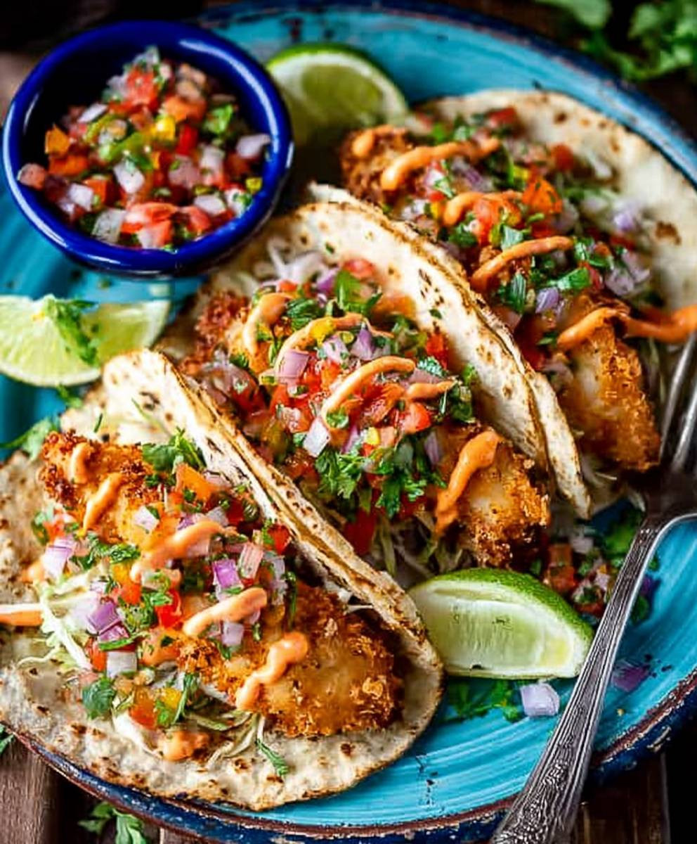 Crispy Fish Tacos Pico Gallo