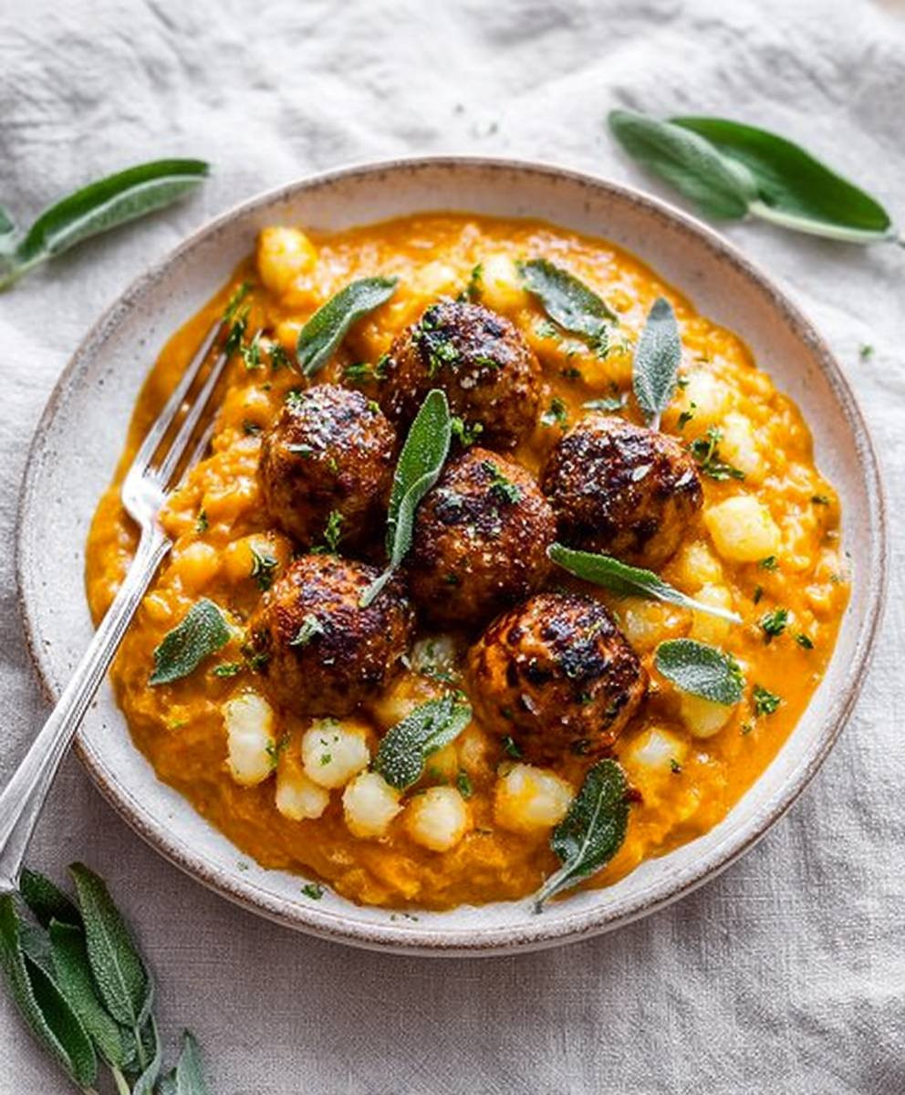 Turkey Meatballs Pumpkin Sage Sauce