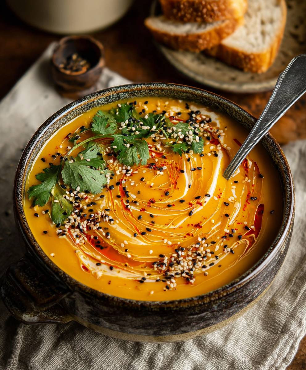 Spicy Carrot Lentil Soup Vegan