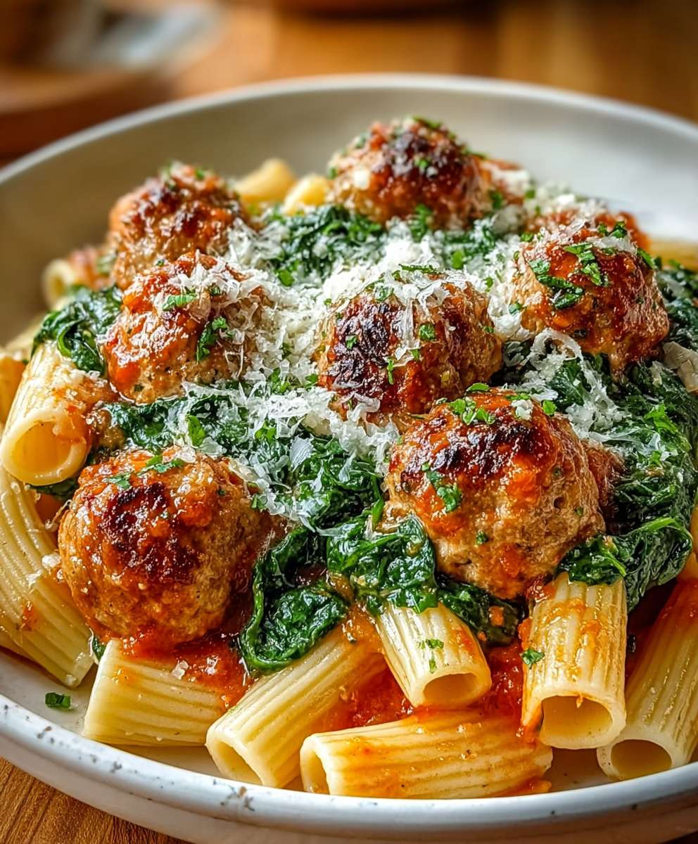 Turkey Ricotta Meatballs with Rigatoni