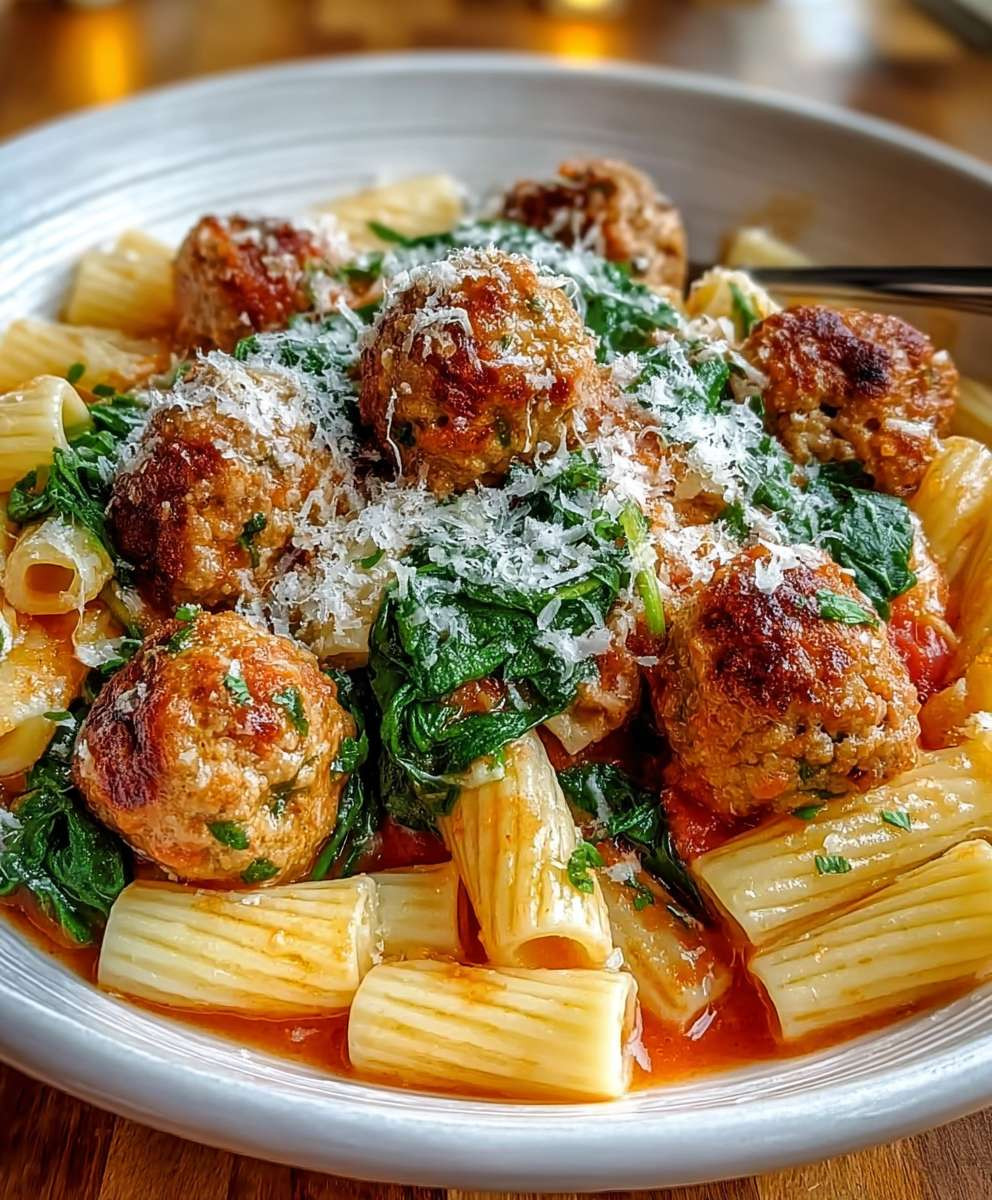 Turkey Ricotta Meatballs with Rigatoni