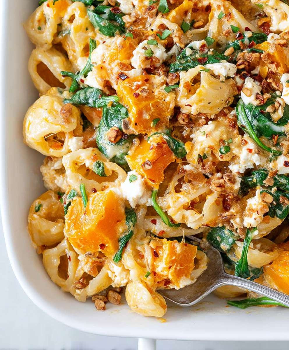 Pumpkin feta pasta