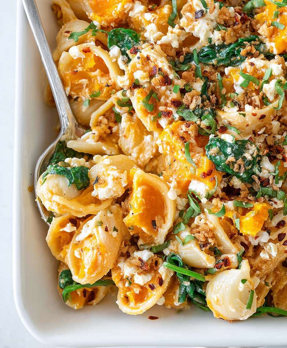 Pumpkin feta pasta