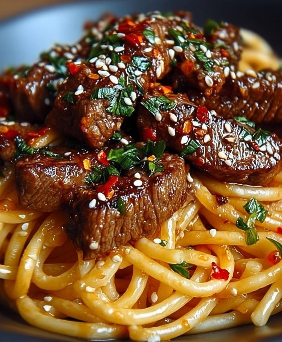 Garlic Steak Pasta