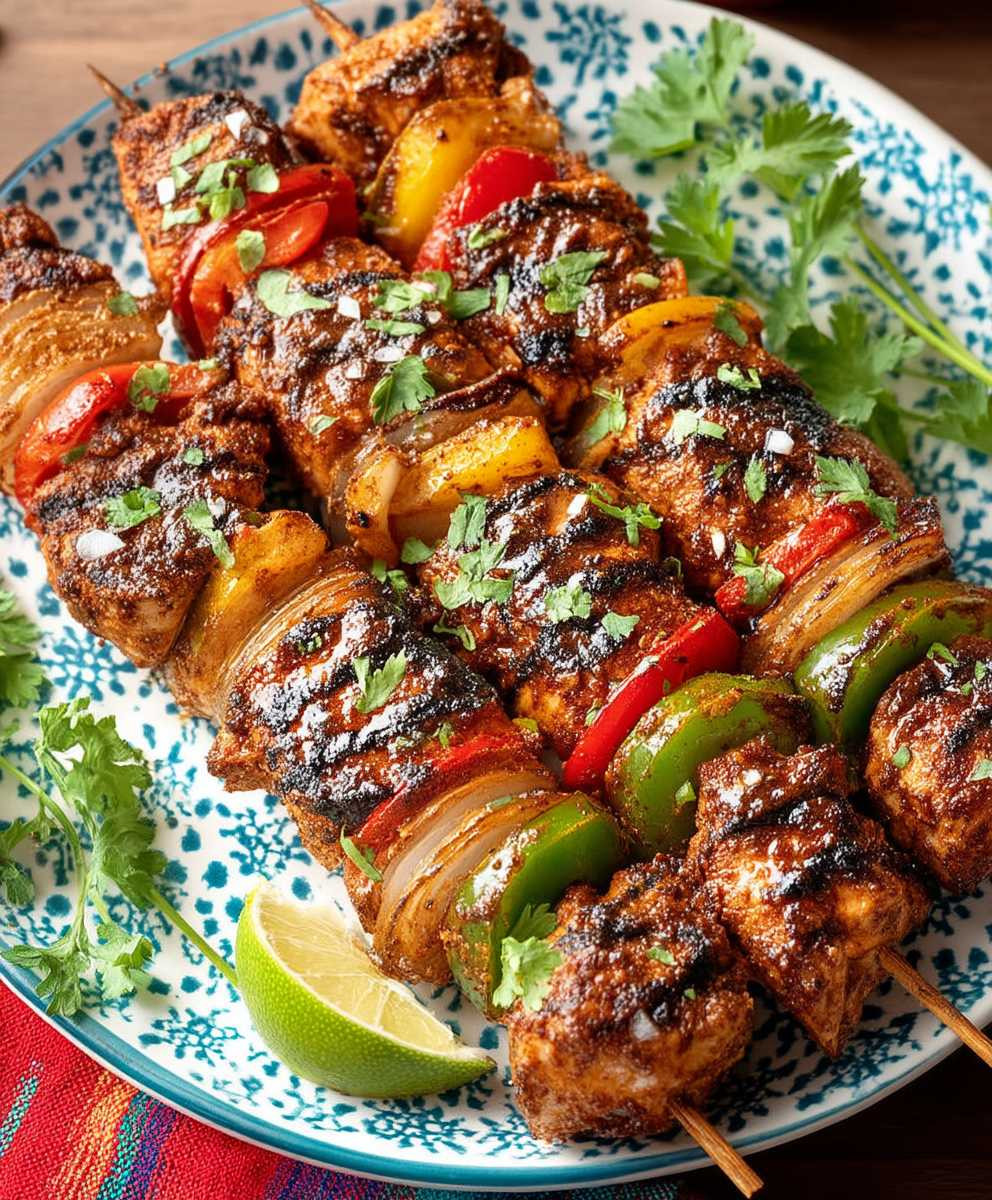 Mexican barbecue chicken skewers