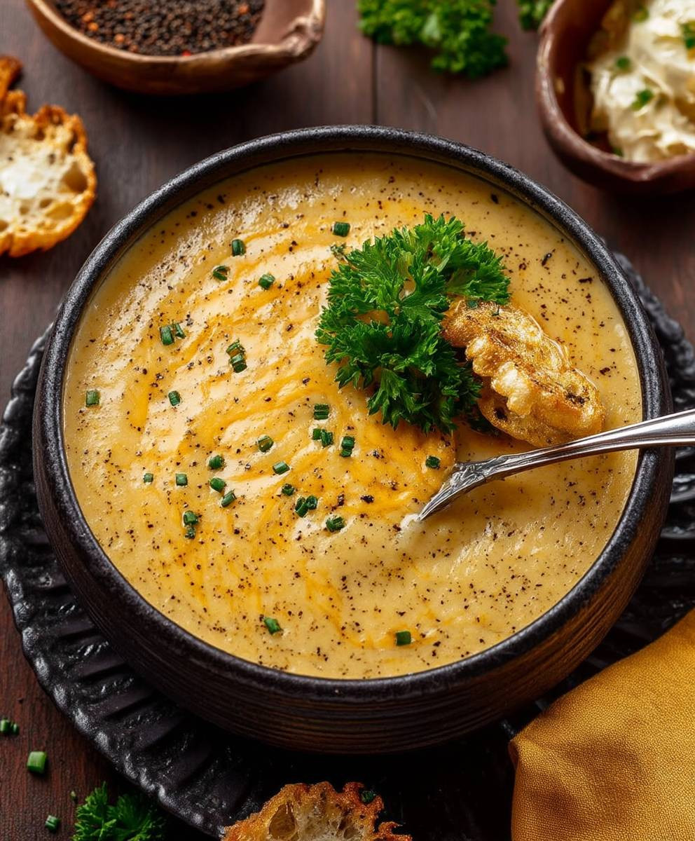 Cheddar Garlic Herb Potato Soup