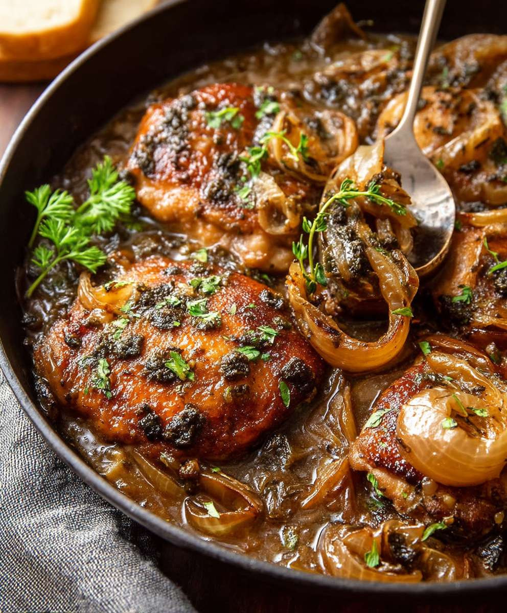 Cider Braised Chicken Onions