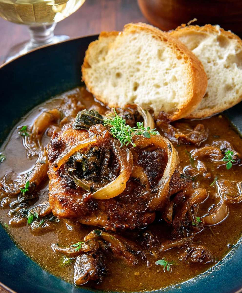 Cider Braised Chicken Onions