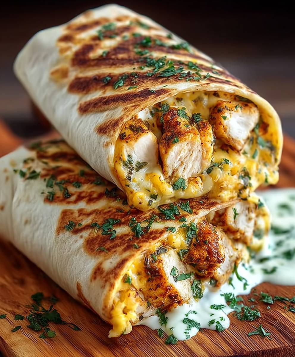 Cheesy Garlic Chicken Wraps