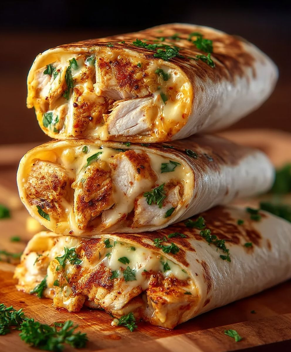 Cheesy Garlic Chicken Wraps