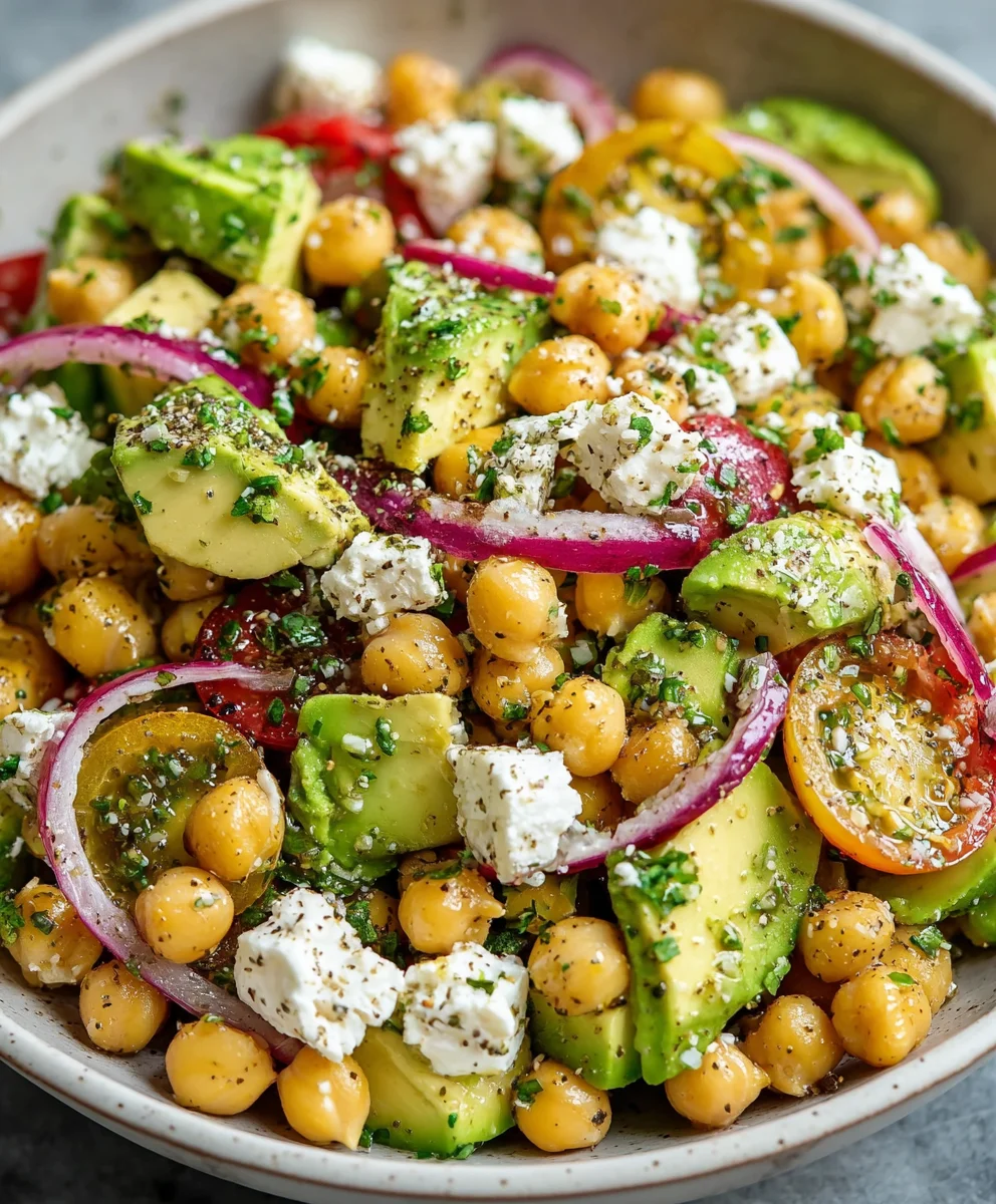 Vibrant Chickpea Feta Avocado Salad: Healthy & Delicious