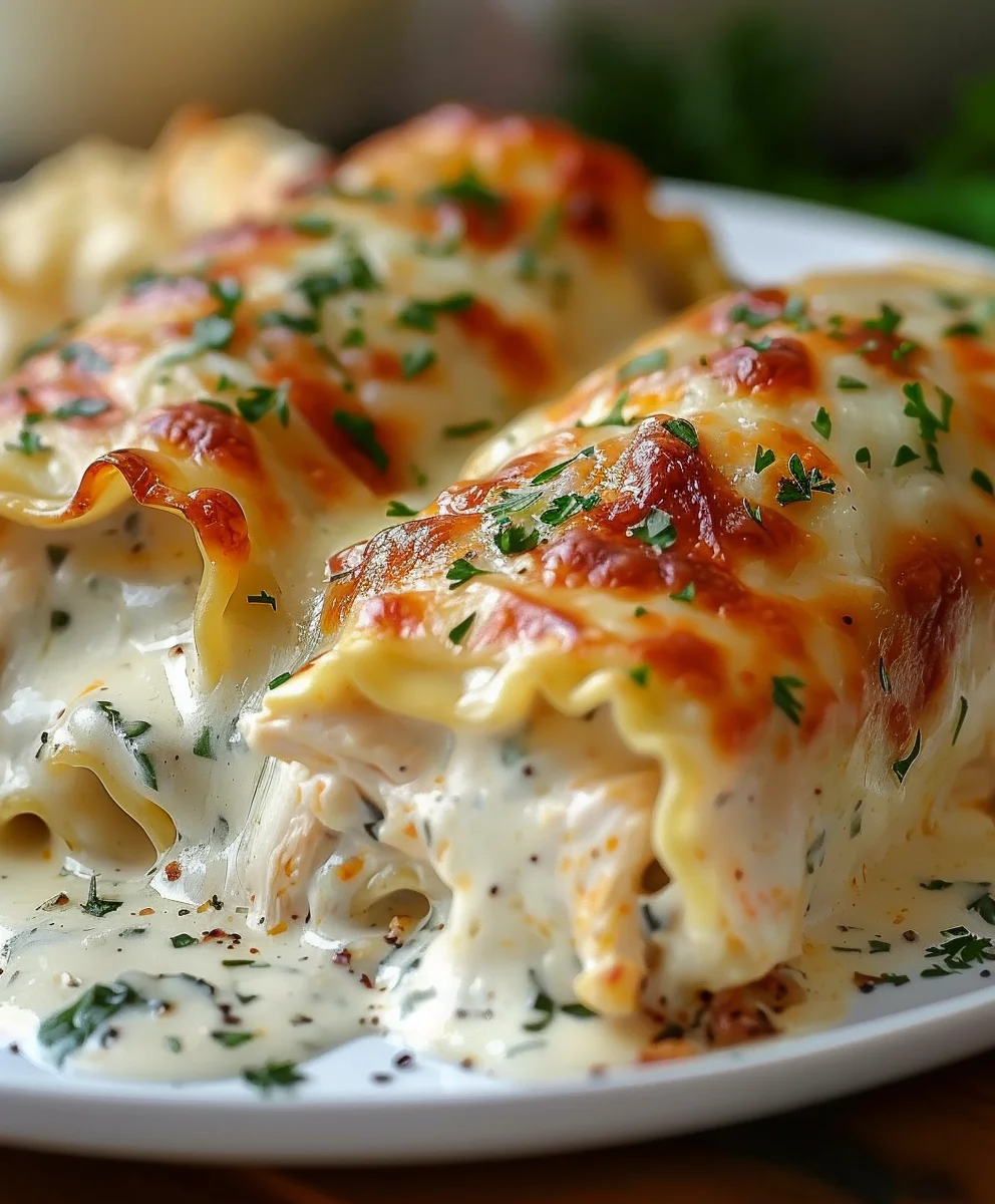 Creamy Chicken Alfredo Lasagna Rolls Recipe You'll Love