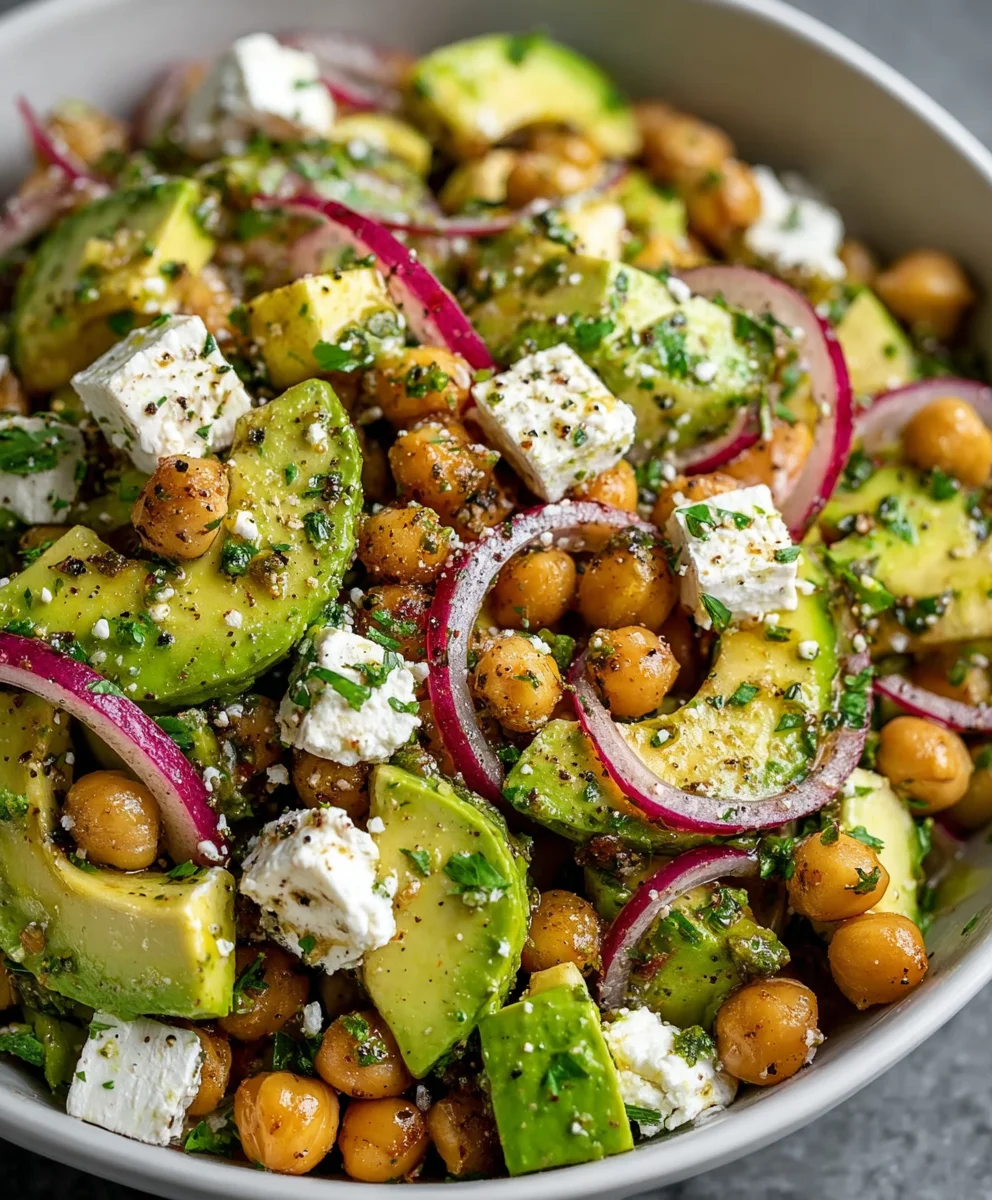 Healthy Chickpea Feta Avocado Salad: Fresh & Flavorful