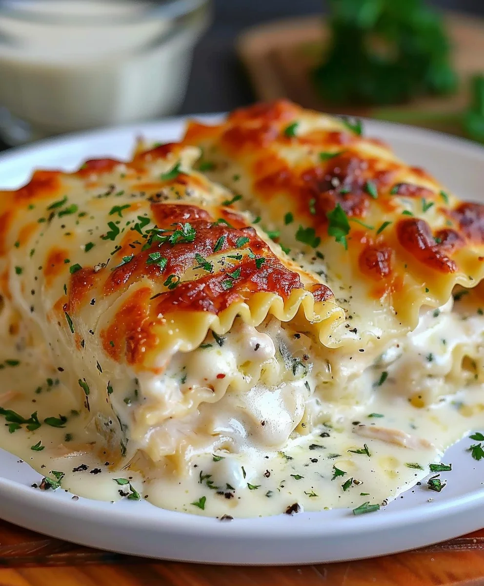 Creamy Chicken Alfredo Lasagna Rolls Recipe You'll Love