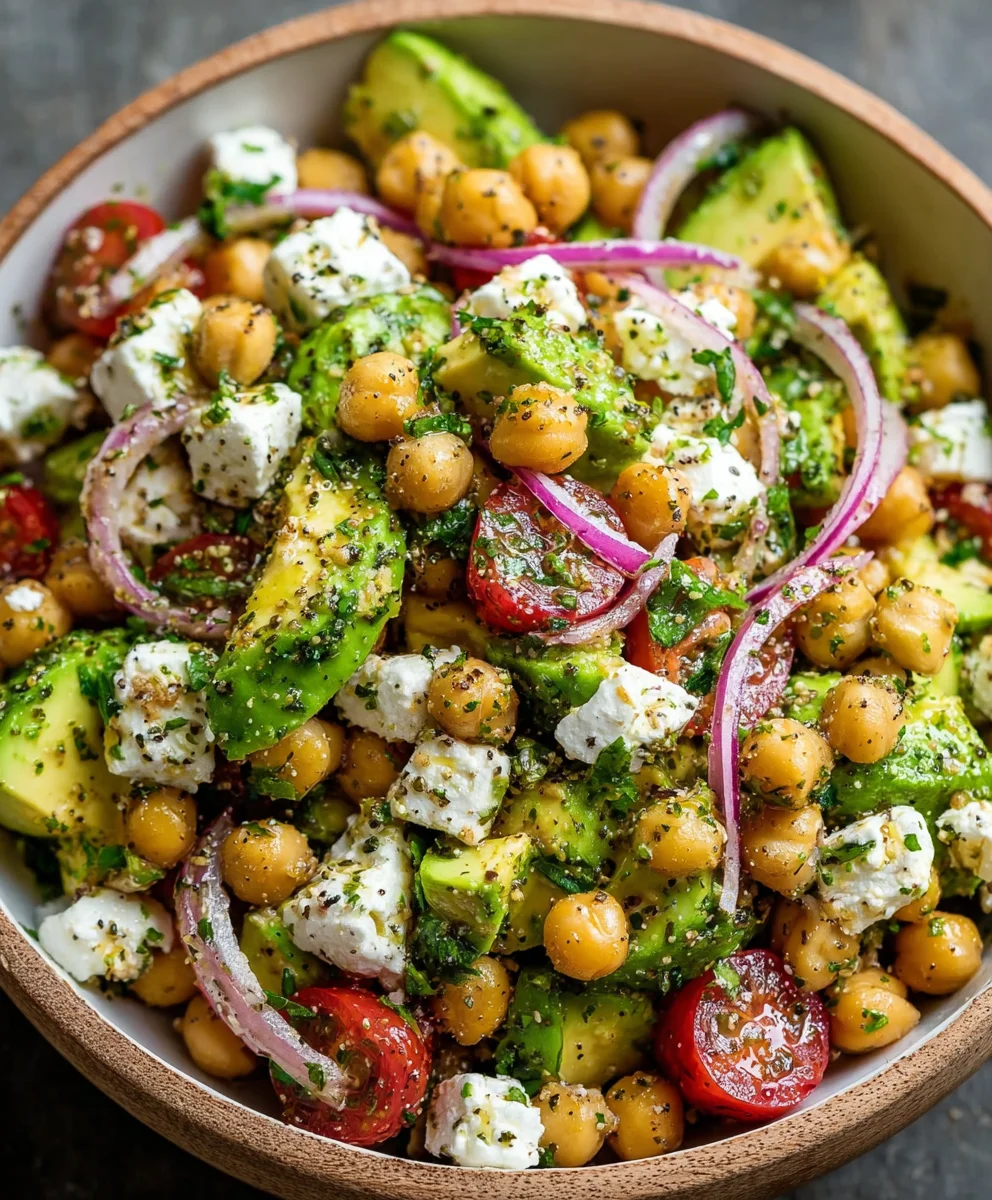 Healthy Chickpea Feta Avocado Salad: Fresh & Flavorful
