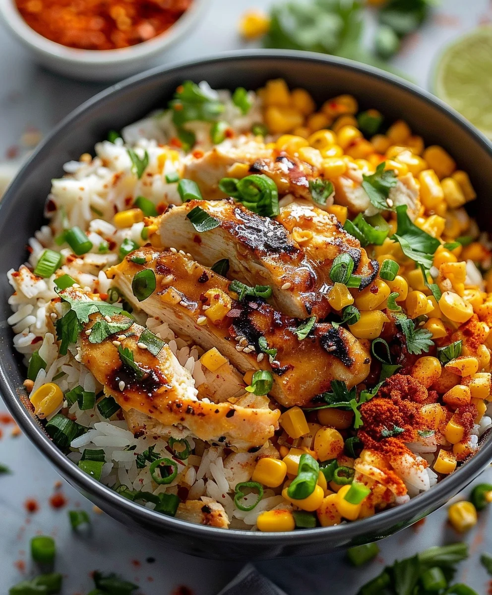 Quick & Easy Street Corn Chicken Rice Bowl – Flavorful Dinner!