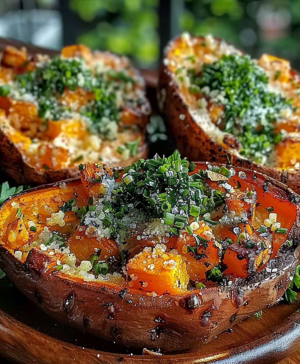 Garlic Parmesan Sweet Potato Wedges