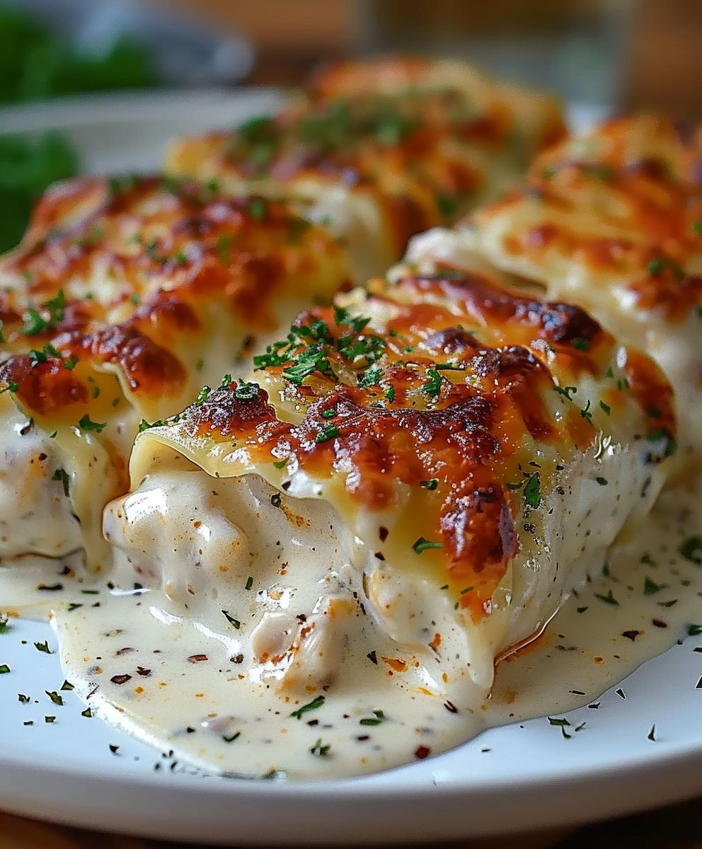 Chicken Alfredo Lasagna Rolls