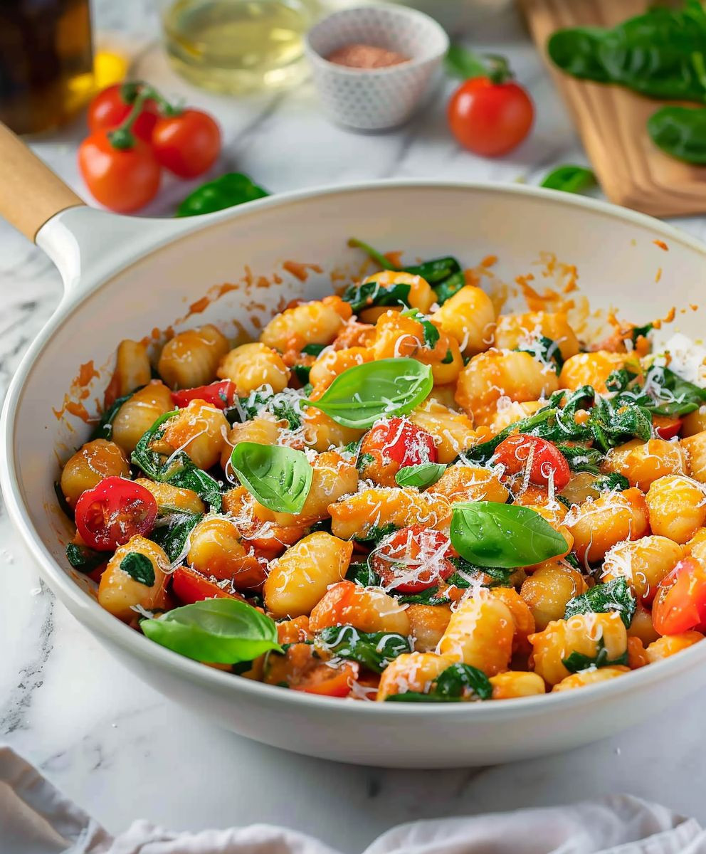 Gnocchi pan tomato spinach
