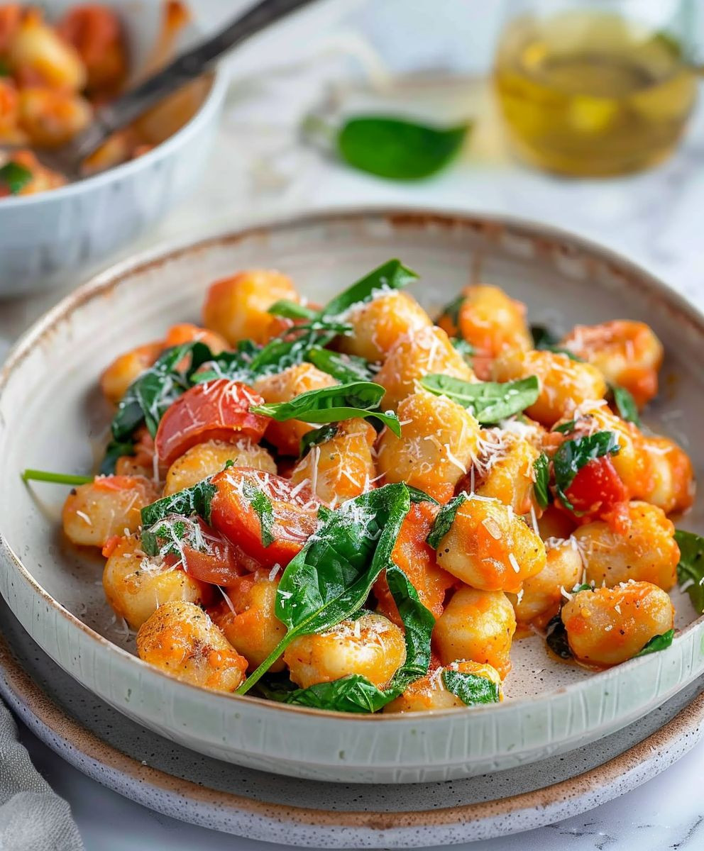 Gnocchi pan tomato spinach