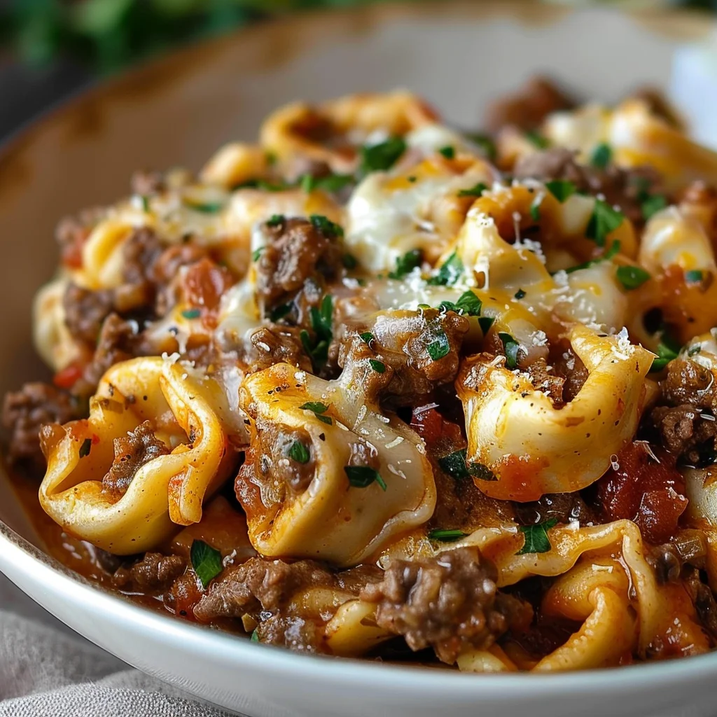 Beef Cheesesteak Tortellini with Rich Provolone Sauce