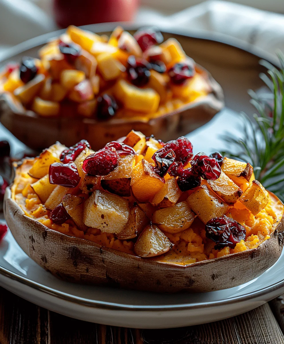 Best Cranberry Apple Twice Baked Sweet Potatoes Recipe!