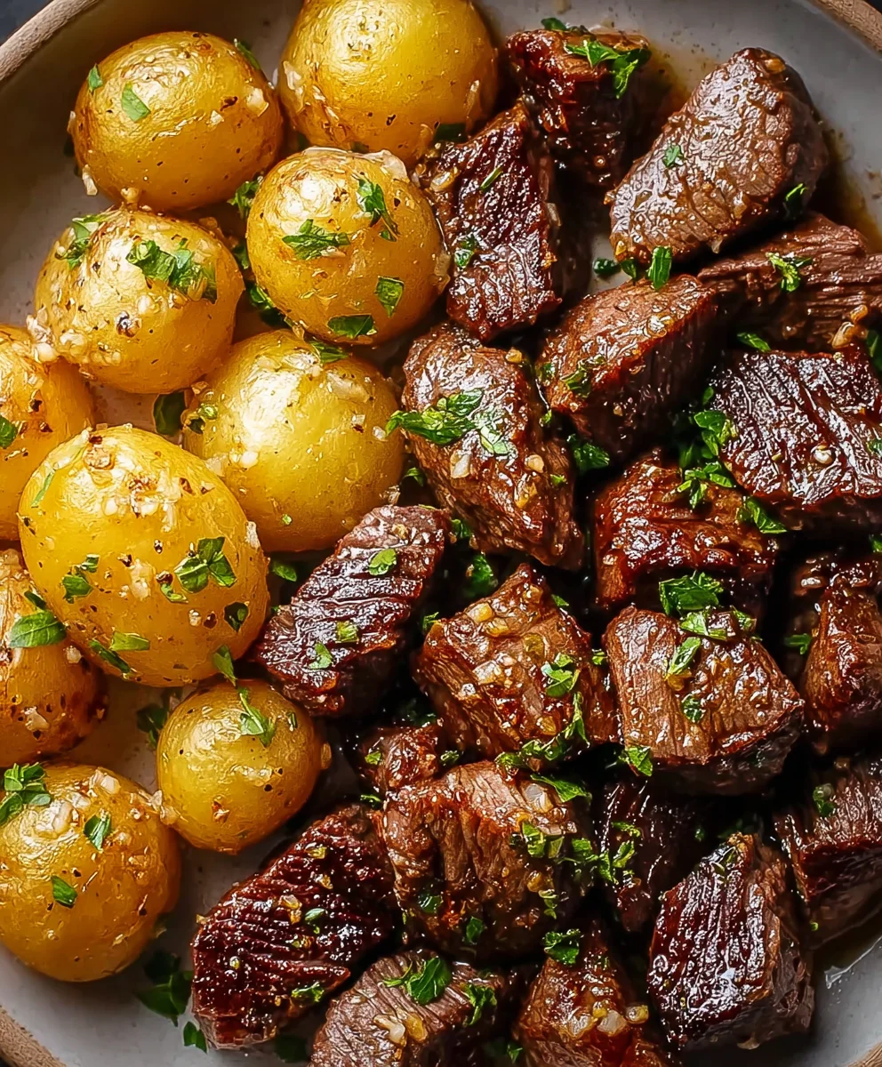Garlic Butter Steak Bites & Potatoes: Tender & Crispy!