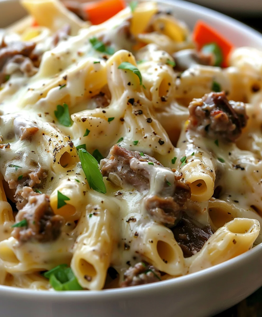 Philly Cheesesteak Pasta: Easy & Cheesy Weeknight Meal