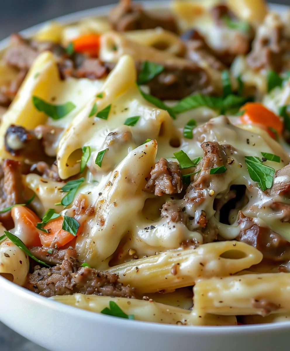 Philly Cheesesteak Pasta: Easy & Cheesy Weeknight Meal