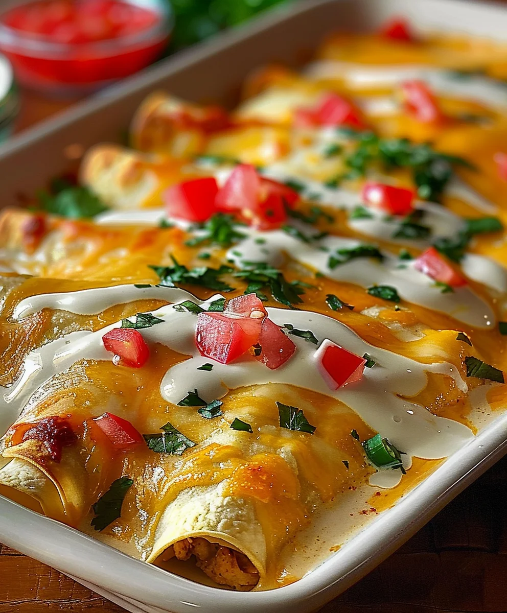 Chicken Enchiladas with Creamy Sour Cream White Sauce