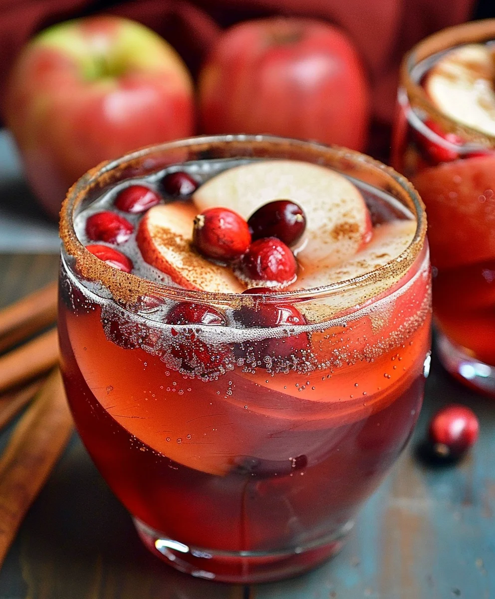 Festive Cinnamon Apple Cranberry Mimosa Mocktail Recipe