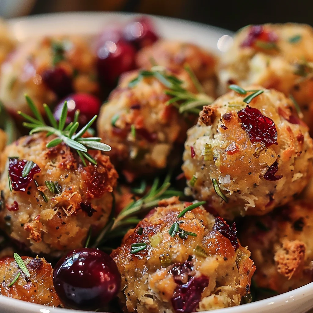 Cranberry Turkey Stuffing Balls: Festive & Flavorful Bites
