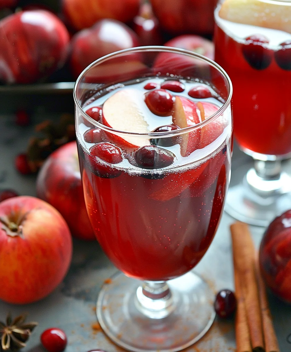 Festive Cinnamon Apple Cranberry Mimosa Mocktail Recipe