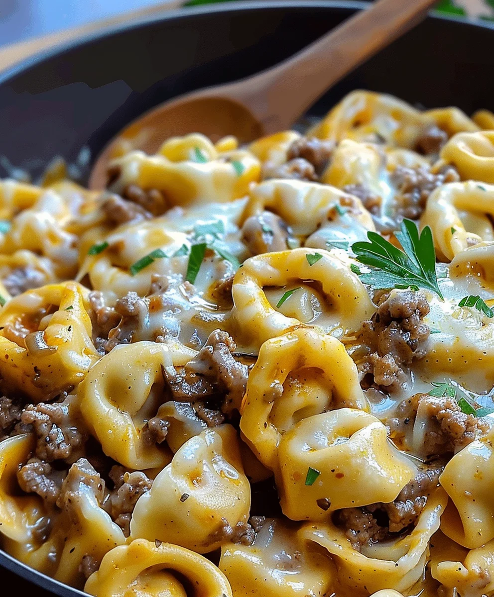 Cheesesteak Tortellini in Rich Provolone Sauce Delight